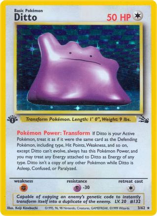 Ditto (003/62) - Fossil 1st Edition Holofoil