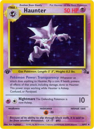Haunter (006/62) - Fossil 1st Edition Holofoil