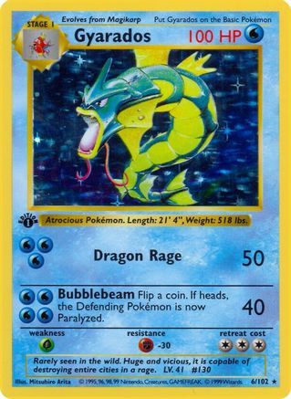 Gyarados 006/102 - Holo Rare - 1st Edition Holofoil