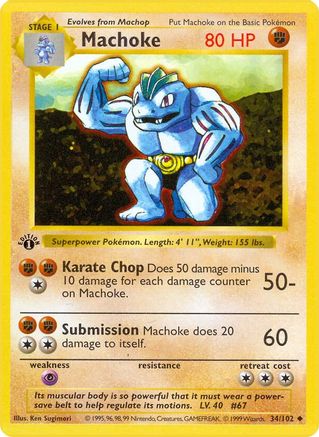 Machoke 034/102 - Uncommon - 1st Edition