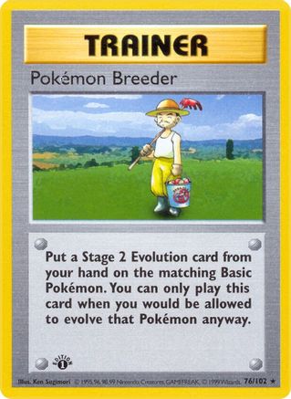 Pokemon Breeder 076/102 - Rare - 1st Edition
