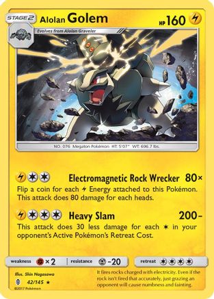 Alolan Golem 042/145/145 - Holo Rare - Holofoil
