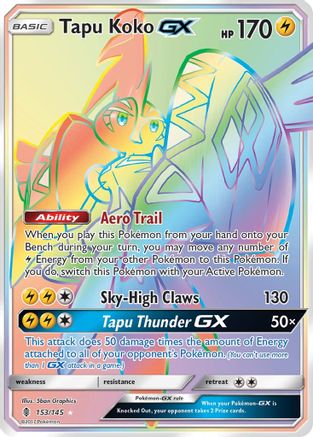 Tapu Koko GX (Secret) 153/145 - Secret Rare - Holofoil