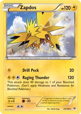 Zapdos 023/108 - Holo Rare - Holofoil