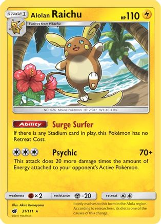 Alolan Raichu 031/111/111 - Holo Rare - Holofoil