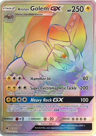 Alolan Golem GX (Secret) 113/111 - Secret Rare - Holofoil