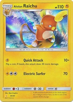 Alolan Raichu (#30 Holofoil) 030/30 - Uncommon - Holofoil