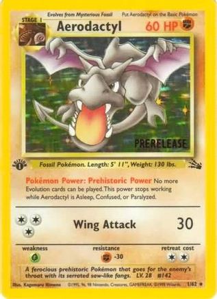 Aerodactyl (Prerelease) 001/62 - Promo - 1st Edition Holofoil