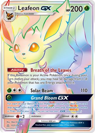 Leafeon GX (Secret Rare) 157/156 - Secret Rare - Holofoil