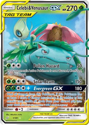 Celebi & Venusaur GX 001/181/181 - Ultra Rare - Holofoil