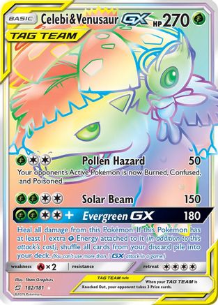 Celebi & Venusaur GX (Secret) 182/181 - Secret Rare - Holofoil