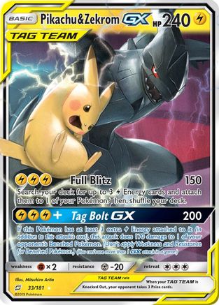 Pikachu & Zekrom GX 033/181/181 - Ultra Rare - Holofoil