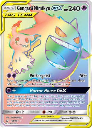 Gengar & Mimikyu GX (Secret) 186/181 - Secret Rare - Holofoil