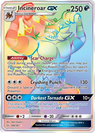 Incineroar GX (Secret) 188/181 - Secret Rare - Holofoil