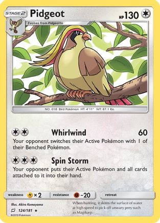 Pidgeot 124/181/181 - Rare