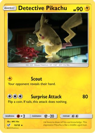Detective Pikachu 010/18/18 - Rare - Holofoil