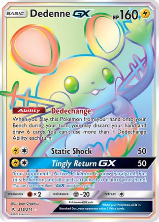 Dedenne GX (Secret) 219/214 - Secret Rare - Holofoil