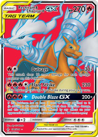 Reshiram & Charizard GX (Full Art) 194/214/214 - Ultra Rare - Holofoil