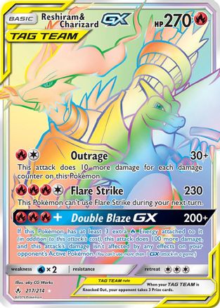 Reshiram & Charizard GX (Secret) 217/214 - Secret Rare - Holofoil