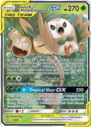 Rowlet & Alolan Exeggutor GX 001/236/236 - Ultra Rare - Holofoil