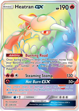 Heatran GX (Secret) 238/236 - Secret Rare - Holofoil