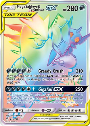 Mega Sableye & Tyranitar GX (Secret) 245/236 - Secret Rare - Holofoil
