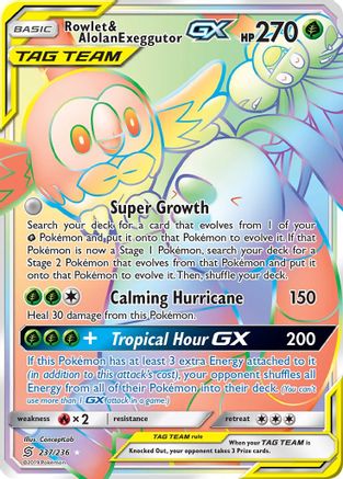 Rowlet & Alolan Exeggutor GX (Secret) 237/236 - Secret Rare - Holofoil