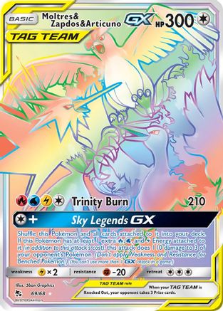 Moltres & Zapdos & Articuno GX (Secret) 069/68/68 - Secret Rare - Holofoil