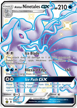 Alolan Ninetales GX SV53/SV94/94 - Shiny Holo Rare - Holofoil