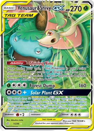Venusaur & Snivy GX 001/236/236 - Ultra Rare - Holofoil
