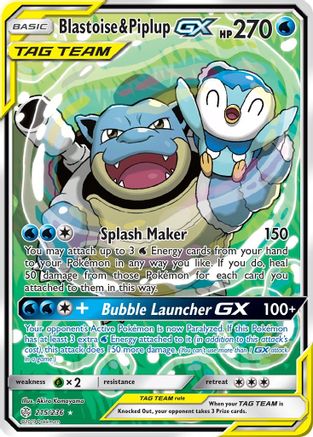 Blastoise & Piplup GX (Alternate Full Art) 215/236/236 - Ultra Rare - Holofoil