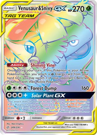 Venusaur & Snivy GX (Secret) 249/236 - Secret Rare - Holofoil