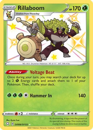Rillaboom SV006/SV122/122 - Shiny Holo Rare - Holofoil