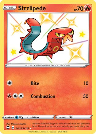 Sizzlipede SV018/SV122/122 - Shiny Holo Rare - Holofoil