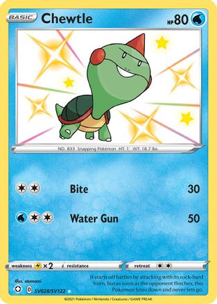 Chewtle SV028/SV122/122 - Shiny Holo Rare - Holofoil