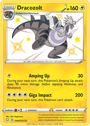 Dracozolt SV045/SV122/122 - Shiny Holo Rare - Holofoil