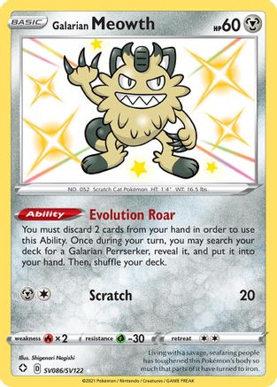 Galarian Meowth SV086/SV122/122 - Shiny Holo Rare - Holofoil