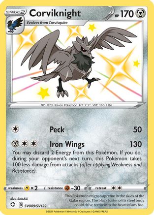 Corviknight SV089/SV122/122 - Shiny Holo Rare - Holofoil