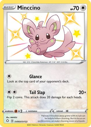 Minccino SV093/SV122/122 - Shiny Holo Rare - Holofoil