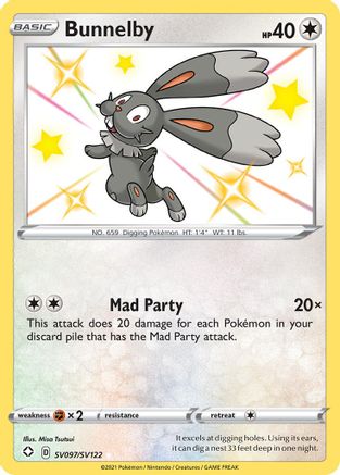 Bunnelby SV097/SV122/122 - Shiny Holo Rare - Holofoil