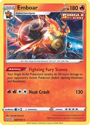 Emboar 025/163/163 - Holo Rare - Holofoil