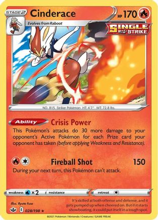 Cinderace 028/198/198 - Holo Rare - Holofoil