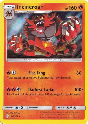 Incineroar 026/149 - Holo Rare - Holofoil