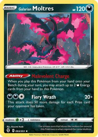 Galarian Moltres 093/203/203 - Holo Rare - Holofoil