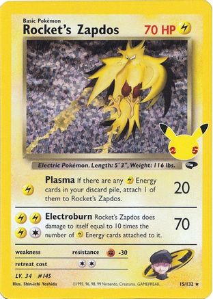 Rocket's Zapdos 015/132 - Classic Collection - Holofoil