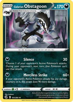 Galarian Obstagoon 161/264/264 - Holo Rare - Holofoil