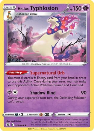 Hisuian Typhlosion 052/189/189 - Holo Rare - Holofoil