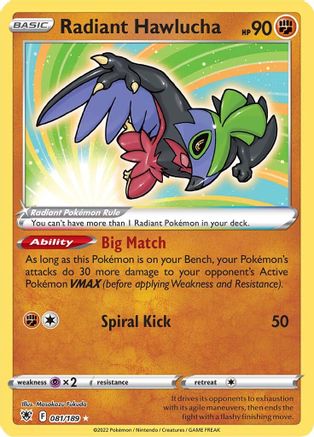 Radiant Hawlucha 081/189/189 - Radiant Rare - Holofoil