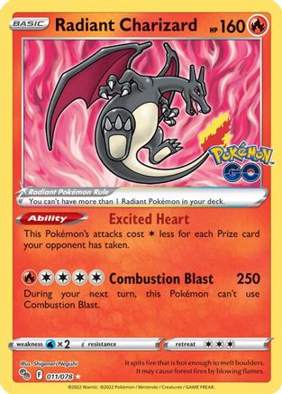 Radiant Charizard 011/078/78 - Radiant Rare - Holofoil