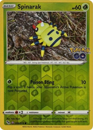Spinarak (Peelable Ditto) 006/078 - Common - Reverse Holofoil
